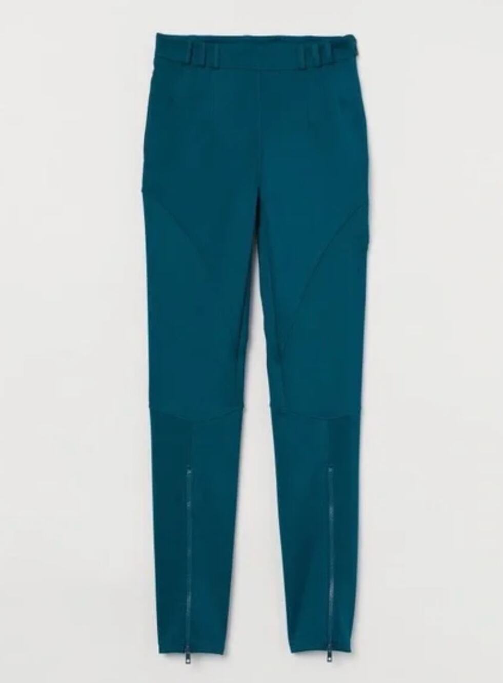 H&M Studio S/S 2020 Teal Blue Side Zip Leg Zip High Waisted Women's Pants Size 4